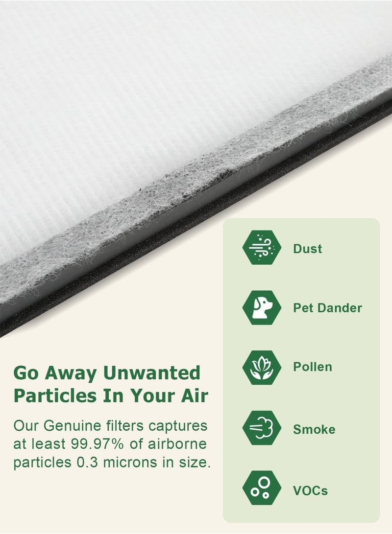 عبوة من فلترين لتنقية الهواء HY4866، فلتر H13 True HEPA مع كربون نشط، متوافق مع أجهزة تنقية الهواء MORENTO/WESTHEY HY4866 و YIOU M1، لإزالة مسببات الحساسية والدخان والغبار ووبر الحيوانات الأليفة والروائح، مثالي للمنزل والمكتب وغرفة الأطفال - Image 5